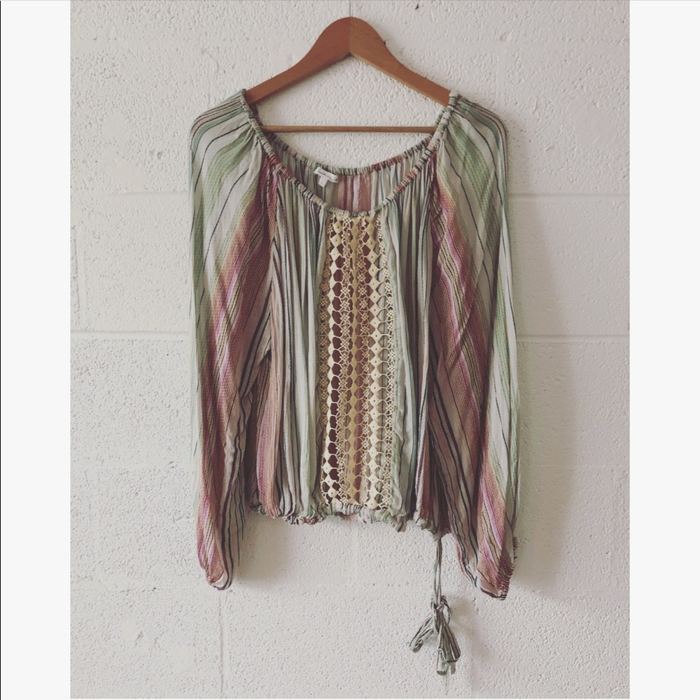Southern Cotton boho peasant long sleeved top sz L